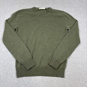 Luca Faloni Men's Sz S Green 100% Cashmere Crew Neck Sweater Luxury Preppy